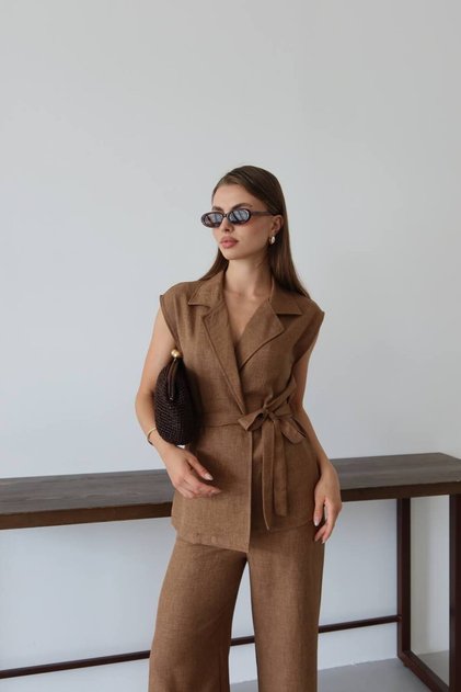 Women's Belted Vest Pants Set