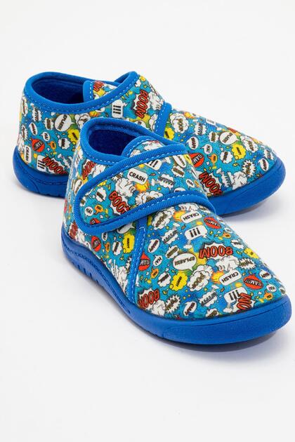 Children's Velcro Home Shoes Sax Blue