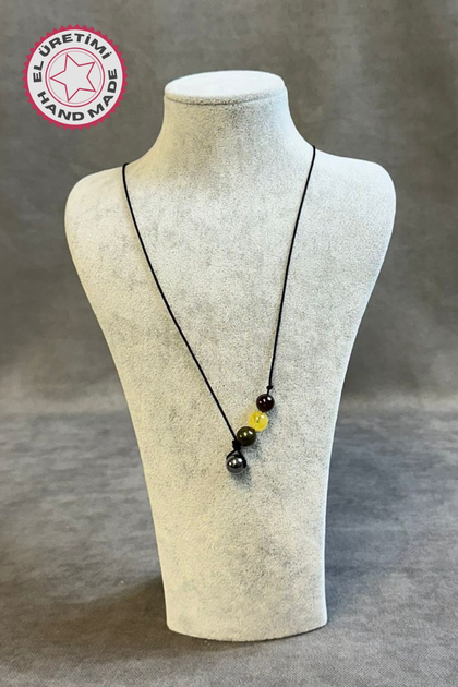 - Tuğba 6667 5434 Citrine - Pyrite and Garnet Natural Stone Necklace