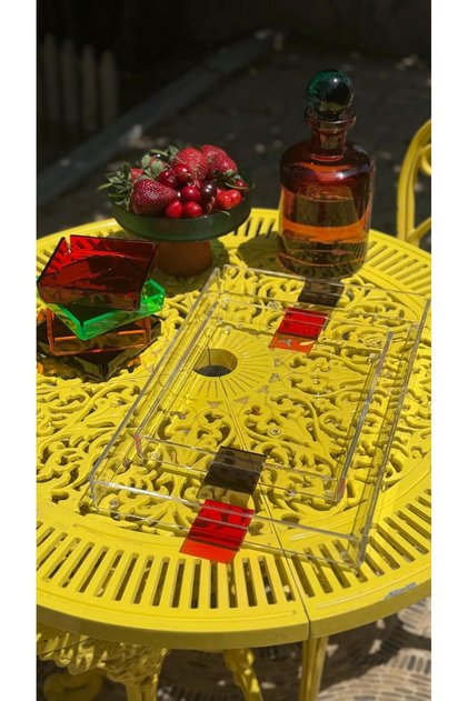 Neon Colorful Plexy Handle Tray for 4-6 People