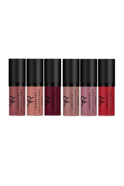 6-Piece Longstay Liquid Matte Lipstick Mini Multicolour