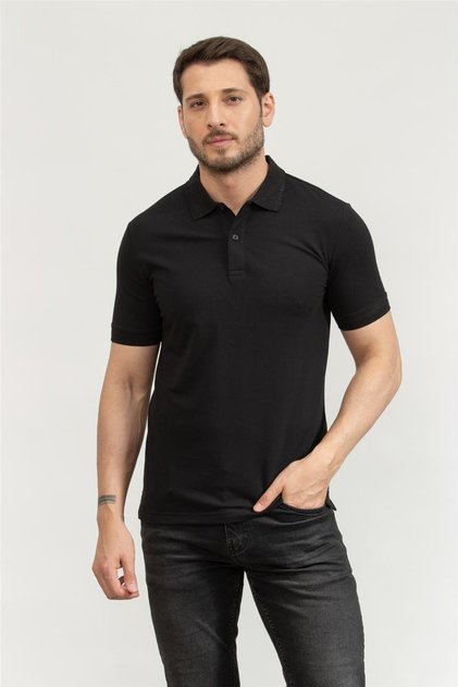 Erkek Polo Yaka T-Shirt Siyah