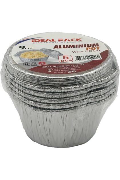 Aluminium Pots with Lids – 5 Pack | 9 cm Mini Cooking Pots with Hood