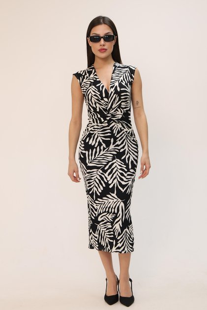 Knotted V-Neck Wrap Dress – Elegant Choice for Casual, Vacation and Invitation Combinations