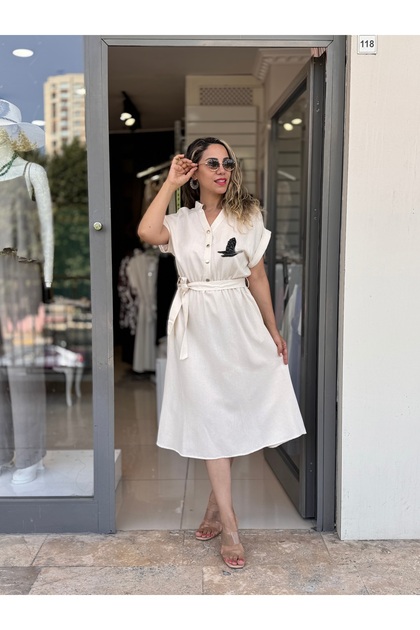 Ecru Short Sleeve Dress