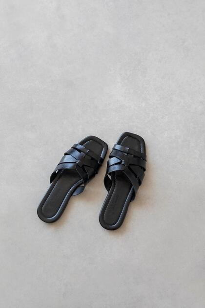 Luz Women's Daily Leather Slippers Black