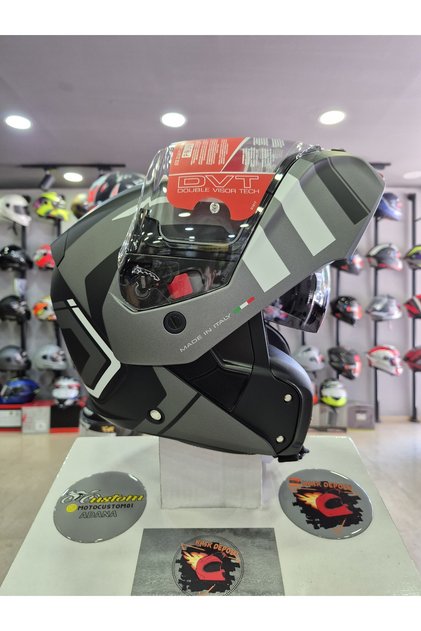 Caberg HORUS X ROAD MAT SİYAH-METALİK GRİ- BEYAZ Çeneden Açılır