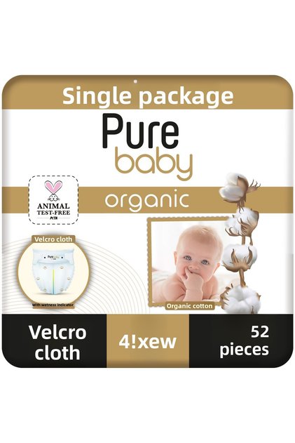 Organic Cotton Velcro Cloth Single Pack Size 4 Maxi 52 Pieces