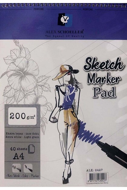 Sketch Marker Pad 200gr A4 40yp Spiralli Çizim Defteri
