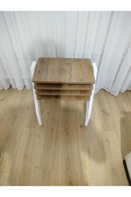Zigon Sehpa 4'Lü Mermer Desenli Tepsi Model