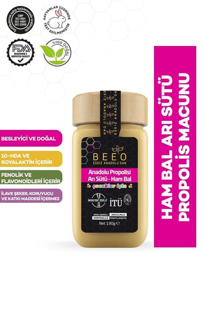 Arı Sütlü, Ham Ballı, Propolis Macunu 190 gr (ÇOCUK)