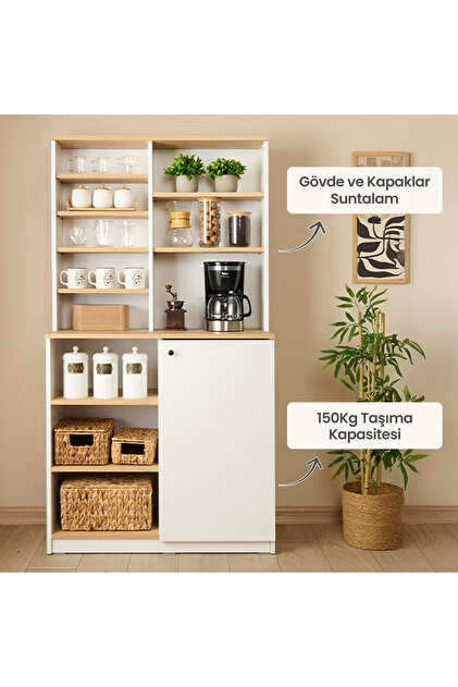 Just Home Swan Çok Amaçlı Dolap - Safir Meşe / Beyaz - Fiyatı