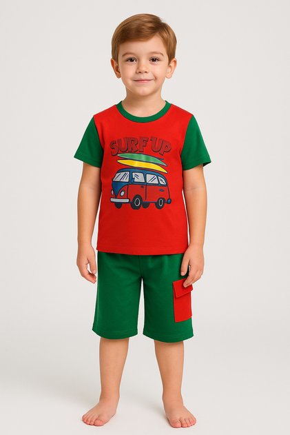 Boy's Printed Summer Shorts Suit