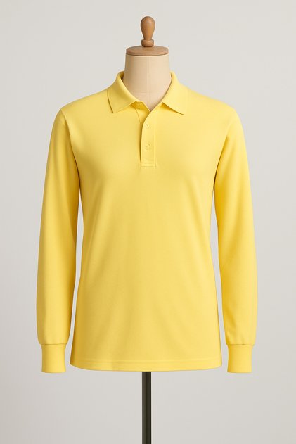 Unisex Polo Neck Long Sleeve Yellow T-shirt