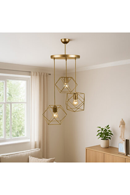 Nisaluce Nisa Luce Zambak 3'lü Tepsi Avize - Eskitme - 90x50x50 cm