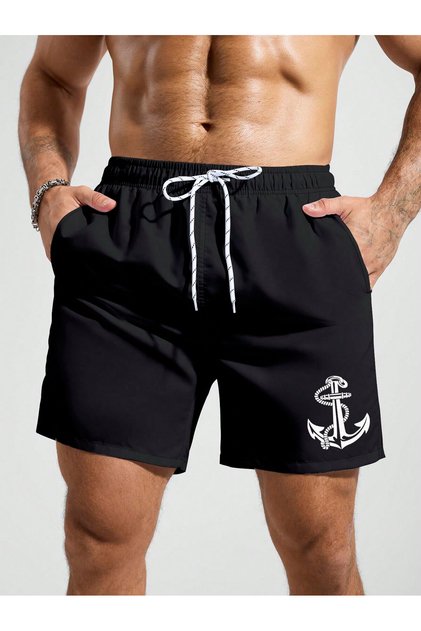 Black Men's Basic Standard Size Swimsuit Swim Shorts