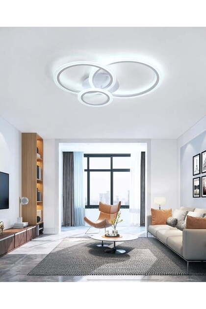 Πολυέλαιος LED 72W, 3 κύκλοι, λευκό, τηλεχειριστήριο wifi 2.4G, κρύο/ζεστό/ουδέτερο φως