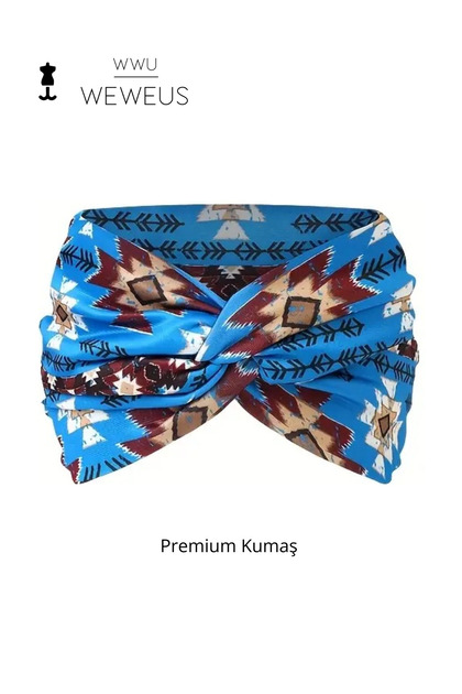 Blue Baklava Pattern Premium Women's Hair Band Bandana