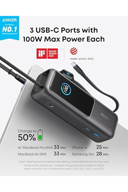 親購入【ほぼ未使用】Anker Power Bank 25000mAh 165W 楽天市場】Anker Power Bank (25000mAh, Built-In & 巻取り式USB-C スマホアクセサリー