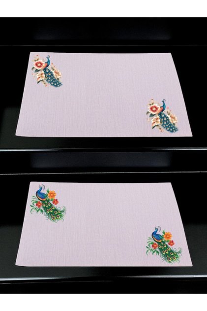 Peacock Printed Kitchen Table 2-Piece Linen Serving Cloth 28X40 cm American Service