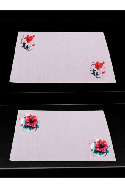 Flower Theme Printed Kitchen Table 2-Piece Linen Serving Cloth 28X40 cm American Service