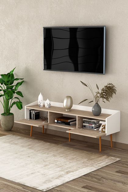 Asra Trend Modern TV Ünitesi %100 MDF Kapaklı Ayaklı Televizyon