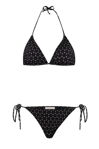 Patterned Back Gathered Triangle Bikini