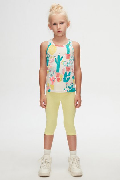 Spring Cactus Girl's Patterned Sleeveless T-Shirt