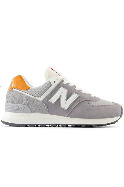 New Balance 574 ホワイト/グレー New Balance 574 Unisex Gray Leather Sneaker Günlük Hakiki Deri