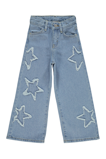 ASL GOLF CLUB Kız Çocuk Yıldız İşlemeli Buz Mavi Denim Pantolon 6