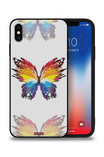 Apple iPhone XS Max Protective Case Digital Art Simple Background Minimalism Butterfly
