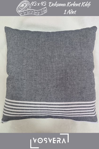 Pamuklu Keten Dokuma Naturel Vintage Kırlent Kılıfı 43 x 43 cm 1 Adet