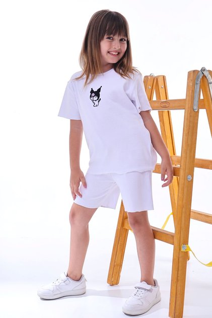 Ribana Beybi Overlock Detailed Kuromi Embroidered Top-Under Set