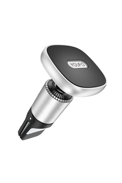 Magnetic phone holder for air conditioner with 360° rotation and high stability thanks to strong adhesive for everyday use.