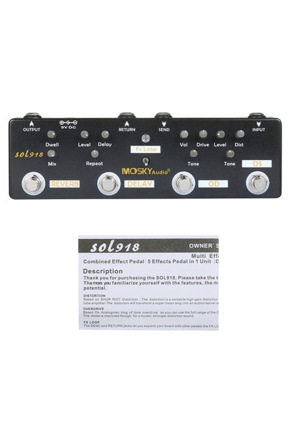SOL918 MOSKY SOL918 5-in-1 Multi Effect Pedal Combined Effect Guitar Pedal True Bypass Multi-in-one
