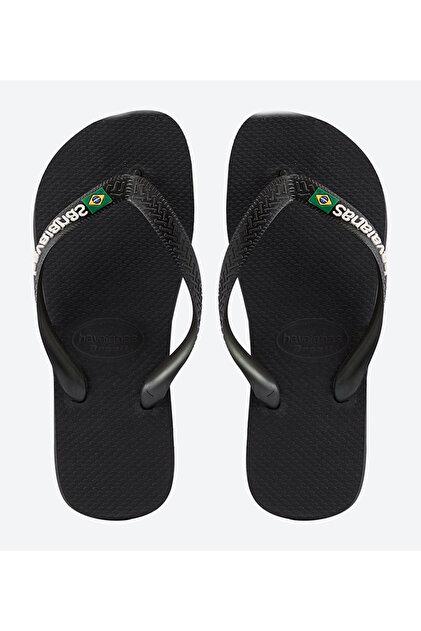 Black HAV. BRASIL LOGO Unisex Sandal