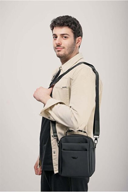 Men's Black Cross Strap Hand & Shoulder Bag 31574