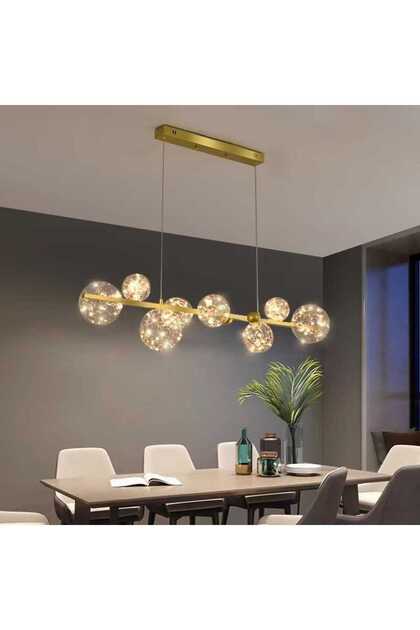 Модерен LED полилей 70W с 8 прозрачни глобуса