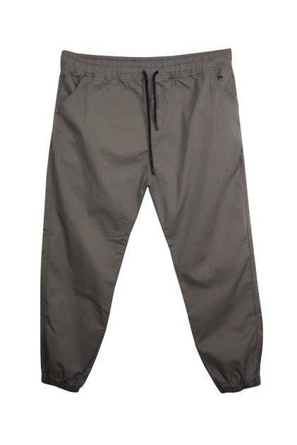 Men's Oversized Elastic Cuffs Soil Color Lace-Up Gabardine Trousers Suitable for Weight between 118-156 Kilos