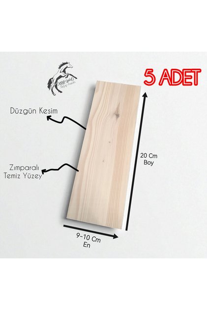 Ahşap Tahta 5 Adet, Dekorasyon El İşi Hobi İçin Tahta 20 Cm, Zımparalı Ahşap