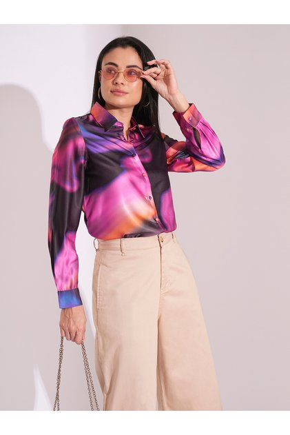 Galaxy Print Spread Collar Buttoned Shirt