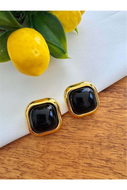 Black Vintage Square Earrings