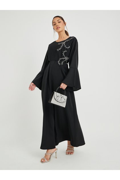 Embellished Round Neck Belted Jabaliya
