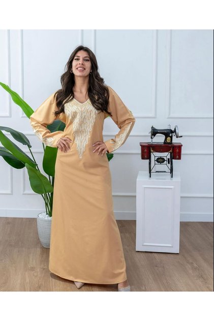 Ladies Printed Jalabiya - Full-Sleeve Mukhawar Viscos Dress