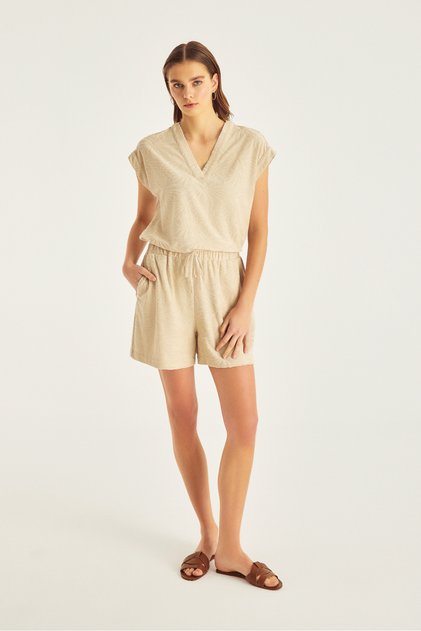 Terry Fabric Beige Shorts