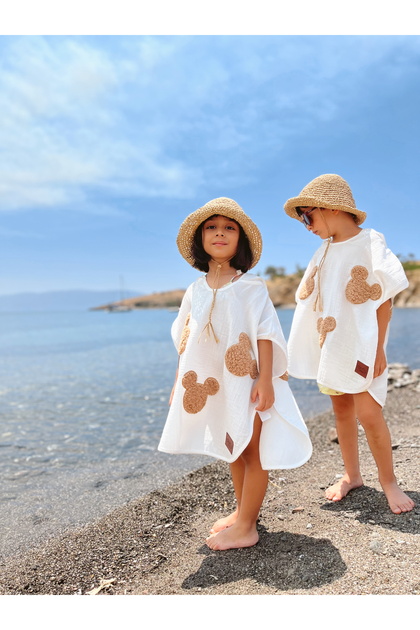 Hooded Muslin Tedy Poncho Baby Kids 1-5