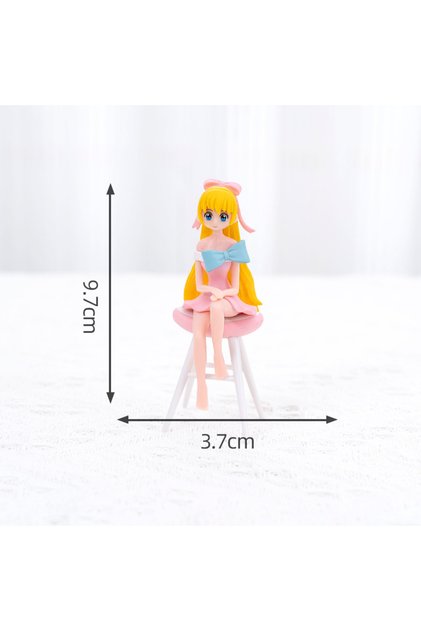 Elegant Blonde with Ribbon Anime Girl Figure in Car Interior Glove Box Accessory 1Pcs