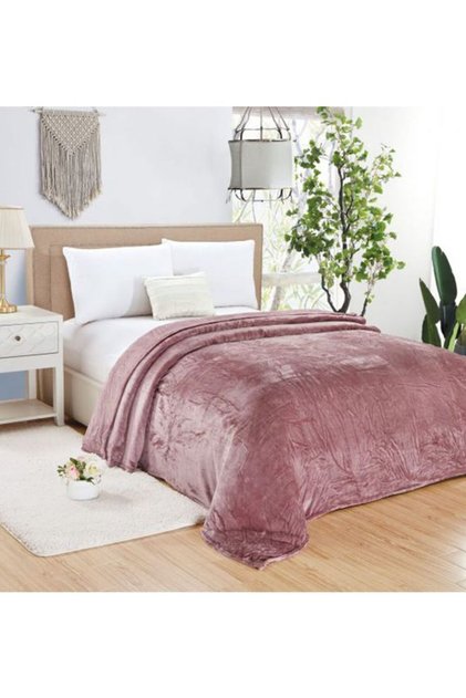 Single Size Bed Blanket Soft Flannel Design Purple 160x200 cm