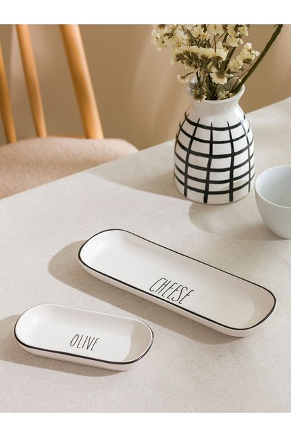 Lcw Home White Printed Ceramic Plate Set of 2