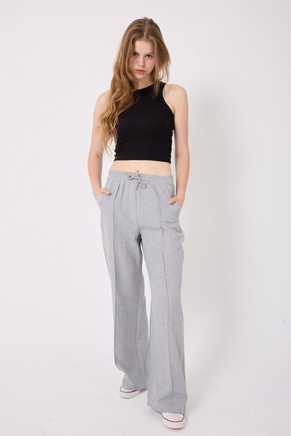 Women's Linen Blend Palazzo Long Leg Loose Cut Trousers 1607
